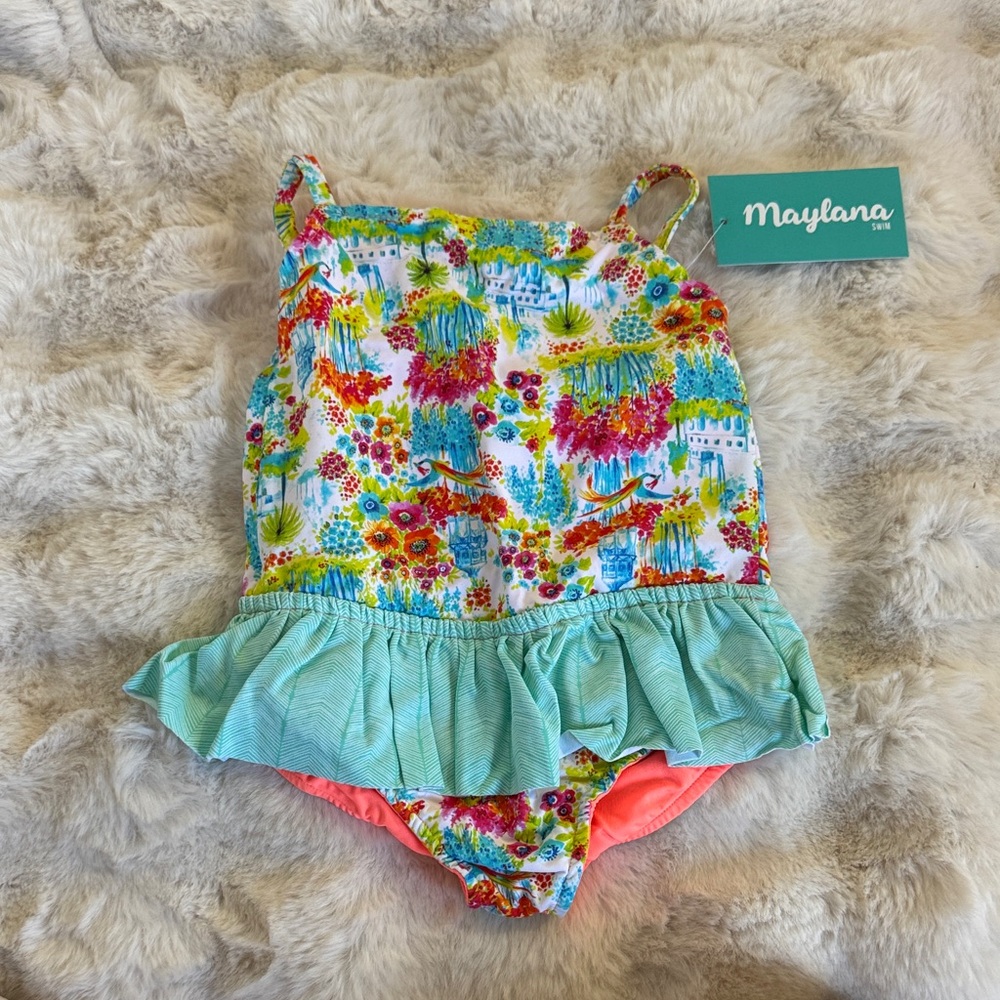 Kids' Floral Ruffle One-Piece Swimsuit